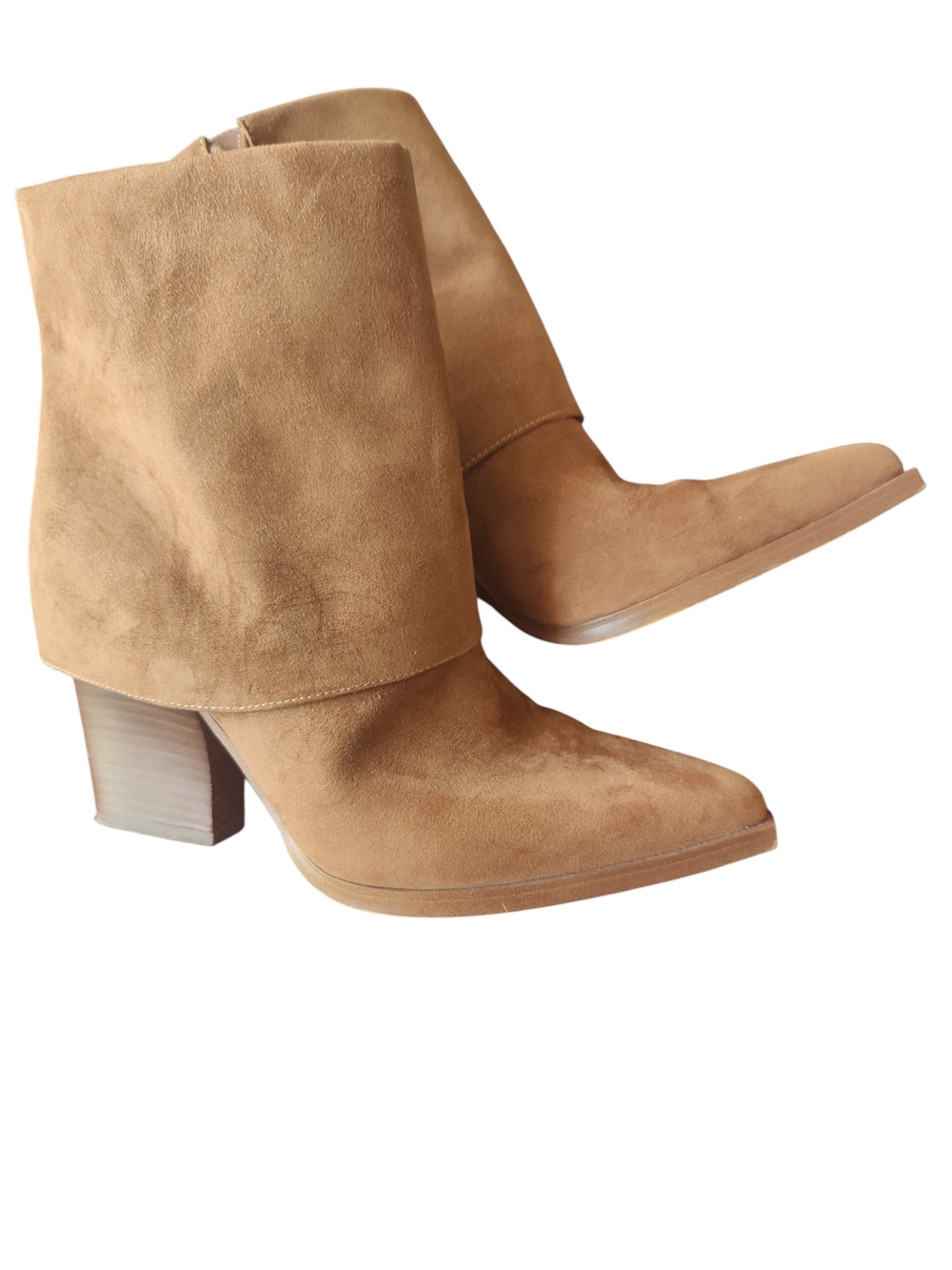 Jessica Simpson Coulton Fold Over Women's Tan Suede Block Heel Western  Boots